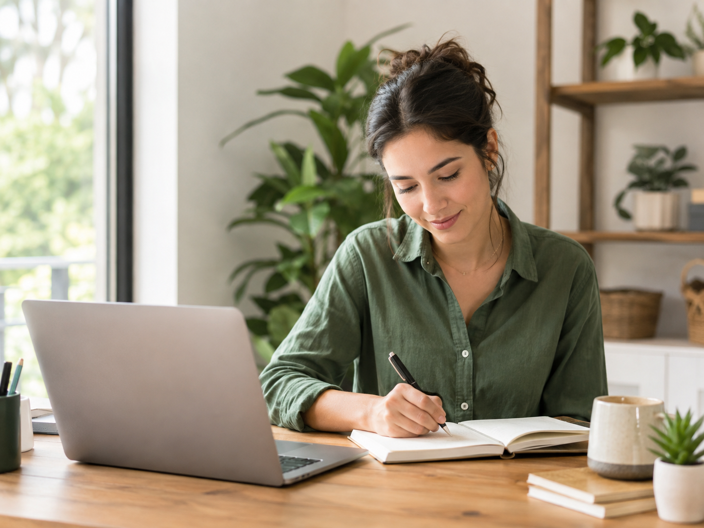 Emprendedora realizando formación práctica online sobre su propio proyecto